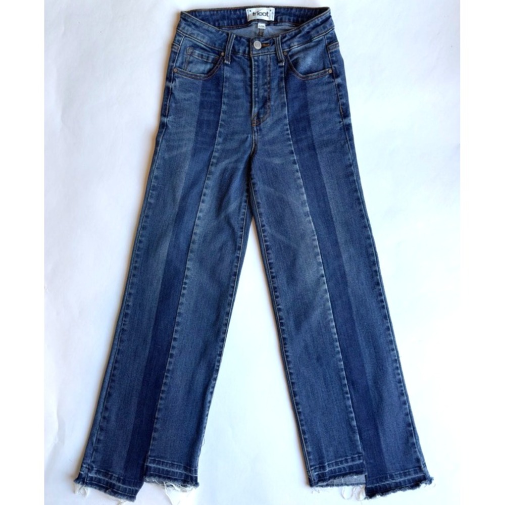 Tricot Women's High‎ Rise Wide Leg Flare Boho Style Denim Jeans-Size 1 Waist 25